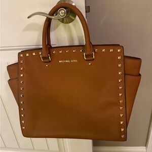 Michael Kors Brown Studded Satchel
